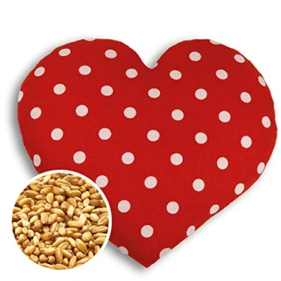 Image de LESCHI Coussin chauffant Bouillotte micro ondes cœur rouge à pois graines de blé bio souple Idéal pour se réchauffer en hiver et apaiser le ventre