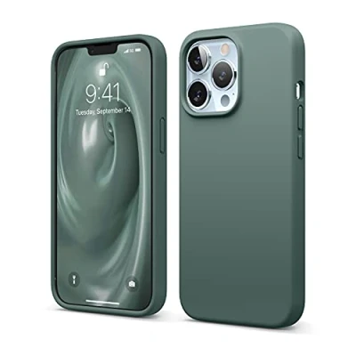Image de elago Coque en silicone liquide compatible avec iPhone 13 Pro (6,1&quot;), de qualité supérieure, protection complète du téléphone 3 couches anti chocs, doublure microfibre douce rayures