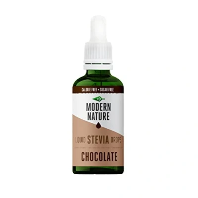 Image de Modern Nature Gouttes de Stevia Liquide Saveur Chocolat Zero Calories et Sans Sucre Keto Vegan Diet Flavour Drops pour le Cafe, Protéines, Porridge, Yogourt Edulcorant 50ml