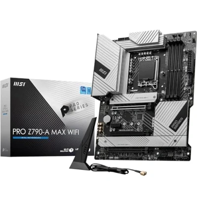Image de MSI Pro Z790 A Max WiFi Carte Mère, ATX pour Processeurs Intel 14e, 13e &amp; 12e Gén, LGA 1700 80A SPS, DDR5 Memory Boost 7800+MHz/OC, PCIe 5.0 x16, M.2 Gen4, Wi FI 7, 2.5G LAN
