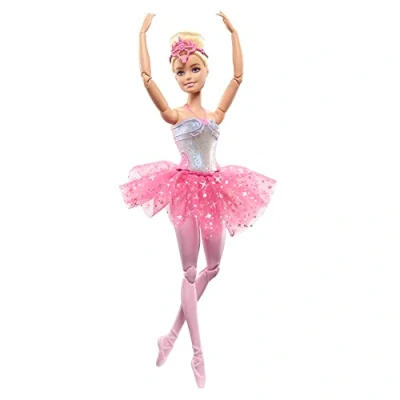 Image de Barbie Dreamtopia Poupée Mannequin Ballerine, avec Lumières Scintillantes, Danseuse Blonde Articulée, Diadème et Tutu Rose, Jouet pour Enfant de 3 Ans Plus, HLC25