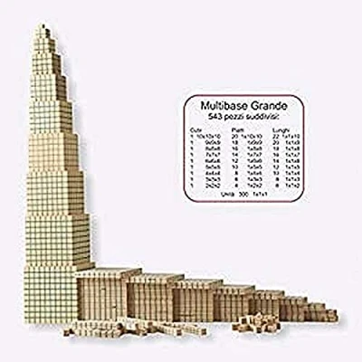 Image de Dida Set de 543 Blocs Base 10 en Bois, Matériel Éducatif Montessori pour l&#039;Apprentissage Mathématique, Arithmétiques Multibase Dienes Enfants