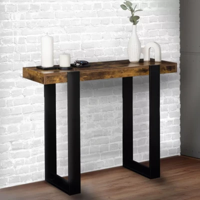 Image de Console noire et bois effet vieilli
