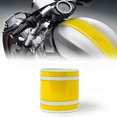 Image de Bandes Adhésives Triples de Course pour Motos, Jaune, 80 mm x 2 mt