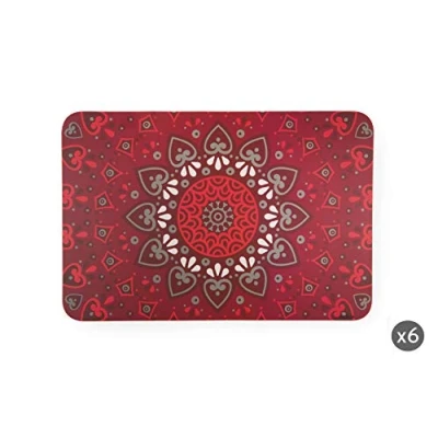 Image de Excelsa Mandala Lot de 6 Sets Table Rouge 43 x 29 cm