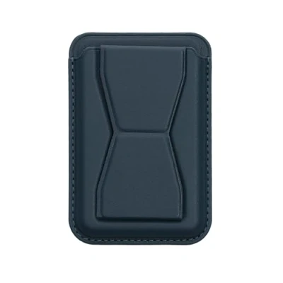 Image de kwmobile Porte Carte autoadhésif Smartphone Pochette autocollante en Similicuir pour 2 Cartes avec Fonction Support et Doigt Bleu foncé