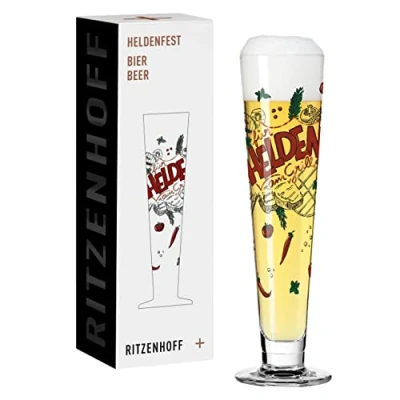 Image de Ritzenhoff 1011013 Verre à bière 330 ml Série Heldenfest, Motif n 13 Pour héros sur le barbecue Rond Fabriqué en Allemagne