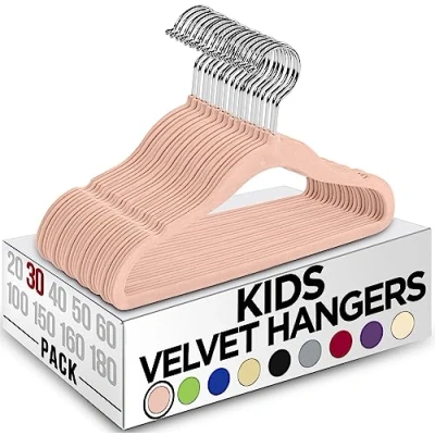 Image de Utopia Home Lot de 30 Cintres en Velours pour Enfants durables 28 cm Placard Parfaits Un Usage Quotidien (Rose, 30)