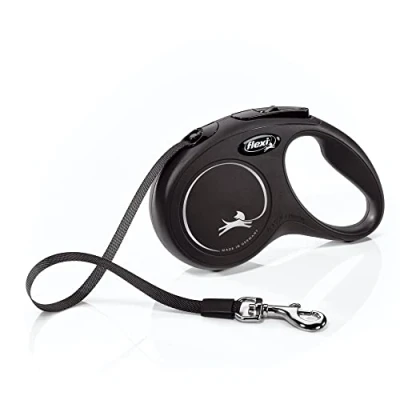 Image de FLEXI Laisse rétractable Classique pour Chien (Bande), 4,9 m, Taille S, Noir