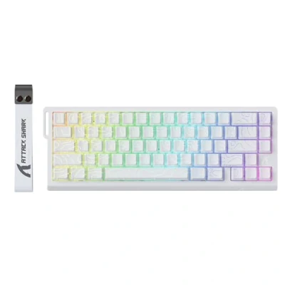 Image de ATTACK SHARK X68 HE Clavier 8000Hz Rapid Trigger, Gamer Filaire RGB 60% avec Précision RT de 0,01 mm Interrupteur Magnétique, Actionnement Réglable, Snap Tap, pour PC/Mac, Contours Blancs