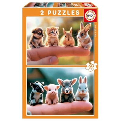 Image de Educa Lot de 2 Puzzles pour Enfants avec 20 pièces. Bébés Animaux. Dimensions : 28 x cm. Recommandé à partir 4 Ans (20221)