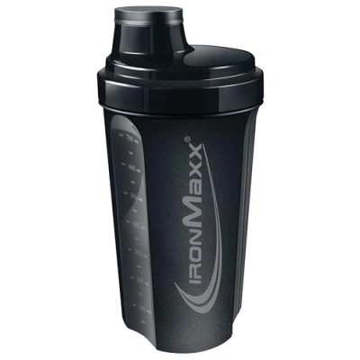 Image de IronMaxx Shaker à protéines Deep Black 700 ml avec bouchon vissé, passoire, échelle anti fuite, sans BPA, lavable