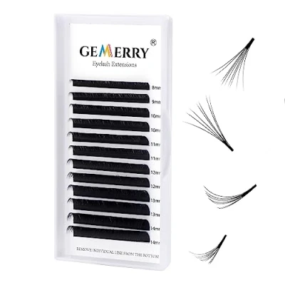 Image de Extension Cils Volume Russe d curl 0,05 mm 8 14 Mixte Bouquet de Easy Fan en Soie Individuels Professionnel GEMERRY (0.05 mix 14mm)