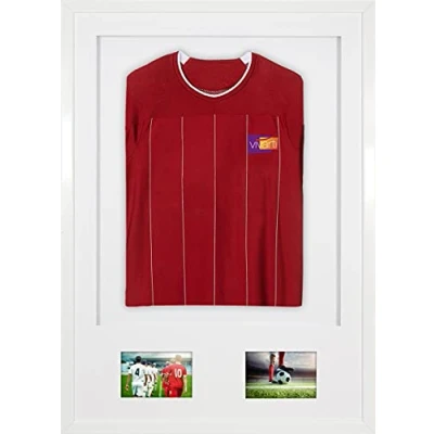 Image de Vivarti Cadre de présentation 3D pour maillot football, rugby, groupe Format A1 59,4 x 84 cm blanc brillant, passe partout blanc, dos carte blanche