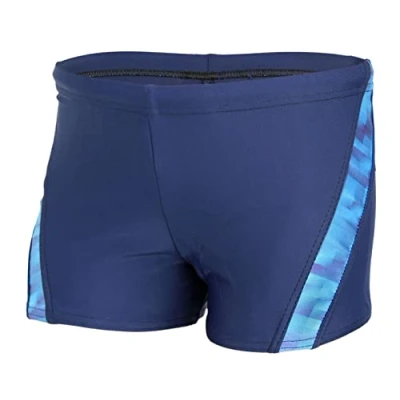 Image de Aquarti Maillot de Bain avec Insert Contrasté Boxer Natation pour Garçon, 16101 Noir/Bleu, 164