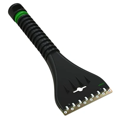 Image de AUPROTEC Grattoir à Glace avec Racloir Double en Laiton et Polycarbonate + Dents Brise Gratte Givre Raclette Pare Outil d&#039;hiver AE 1 Couleur Noir Vert