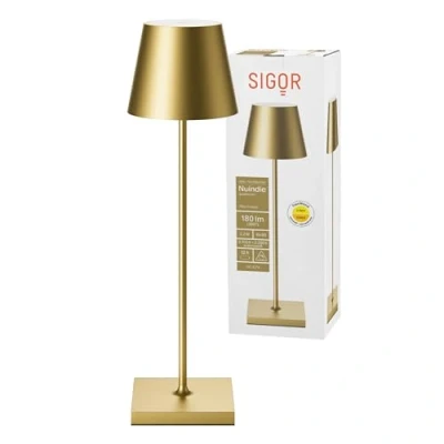 Image de Sigor Lampe de table LED rechargeable Nuindie, or, Easy Connect, IP54