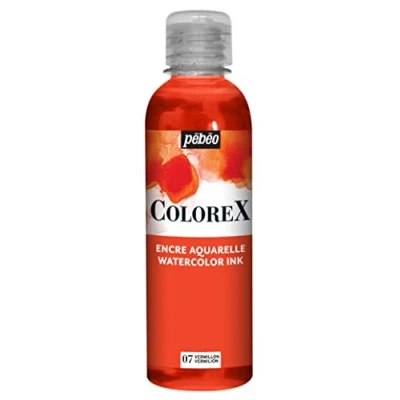 Image de Pébéo Encre Colorex 250 ML Vermillon Aquarelle Rendu Velouté Dessin Multi outil Tous Supports