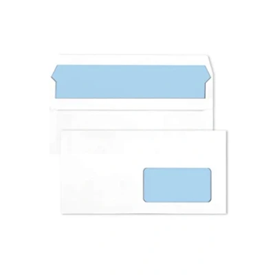 Image de Netuno 1000 enveloppes blanches avec fenêtre à droite DL 110 x 220 mm 80g d&#039;affaires lettres longues pour impression intérieure bleue