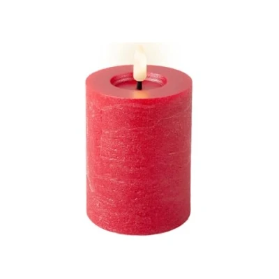 Image de Lumineo Bougie en cire rouge à piles de 11,4 cm, flamme blanche chaude réaliste, minuterie 6 heures, 2 AAA (non incluses)
