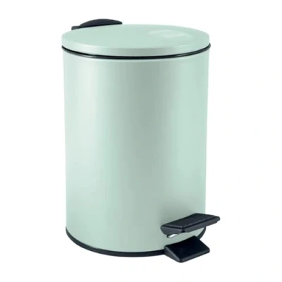 Image de Spirella, Poubelle à Pédale en Acier, Modèle Adelar, Mécanisme slow close, le couvercle se referme doucement et silencieusement, Revêtement anti traces de doigts, Vert Ice, 3 Litres
