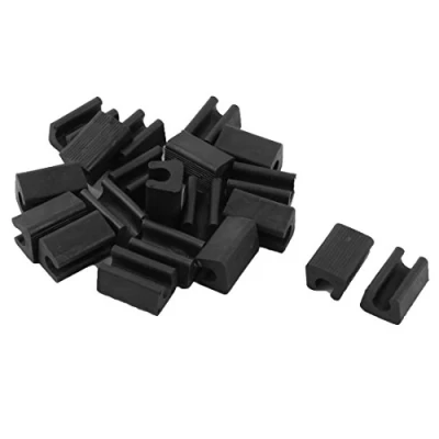 Image de sourcing map 20pcs Patin Pied Chaise Tube Rond Embout Table Fauteuil Tampon Meuble Forme U Plastique Noir Diamètre 7 mm