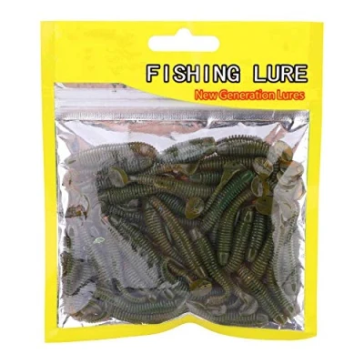 Image de Huairdum appâts à Poisson, 150PCS 5cm Leurres en Plastique Souple T Tail Grub Fish Tackle Accessory pour la pêche Eau Douce(#4)