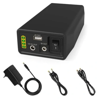 Image de TalentCell Powerbank LiFePO4 Batterie rechargeable 12/9/5 V lithium fer phosphate 12,8 6000 mAh 76,8 Wh avec chargeur pour bandes lumineuses LED, caméras de vidéosurveillance, etc. Noir