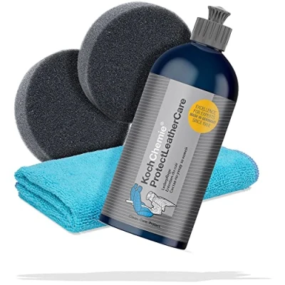 Image de detailmate Koch Chemie Protect Leather Care Kit d&#039;entretien du cuir 500 ml Soin + 2 applicateurs chiffon microfibre multi usages 40 x cm