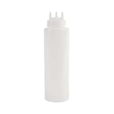 Image de Vogue Bouteille souple transparente 3 embouts 908 ml, transparent, matériau : plastique polyéthylène, capuchon de bec lié, CW726