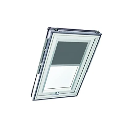 Image de Store à Enroulement Roto pour Fenêtres de Toit Toile Exclusif Lumière du Jour Rail Guidage Argent la Série Designo R6/R8, i8 et Classic 64/84 Taille 114/140 11/14 Gris Foncé