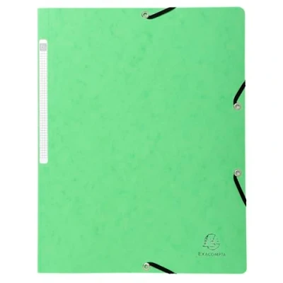 Image de Exacompta Réf. 5563E Carton de 25 chemises à élastiques sans rabat pochettes en carte lustrée 400 g/m2 dimensions 24 x 32 cm pour documents au format A4 couleur tilleul