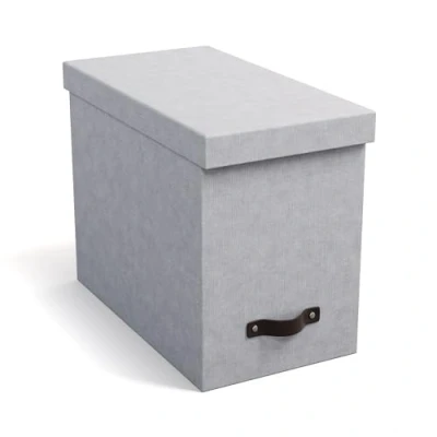 Image de Bigso Box of Sweden JOHAN Boîte de classement suspendue avec couvercle d&#039;archivage élégante 8 dossiers suspendus en panneau fibres et papier aspect lin