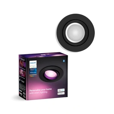 Image de Philips Hue White &amp; Color Ambiance Centura downlights ronds 1 pack, plafonniers à intensité variable pour le système d&#039;éclairage Hue, contrôle intelligent de la lumière via voix et l&#039;application.