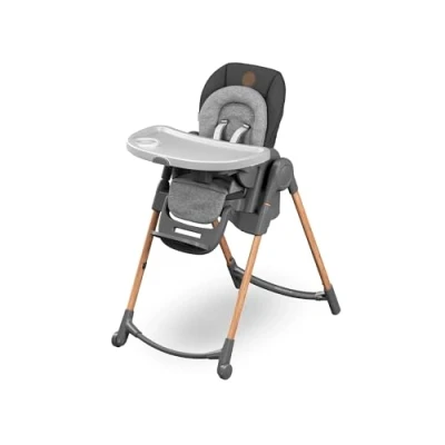 Image de Maxi Cosi Minla Chaise Haute Bébé Evolutive, 0 14 ans, 60 kg max, Bébé, 9 Positions de Hauteur, 5 d&#039;Inclinaison, 4 Plateau, Pliage compact, Essential Graphite