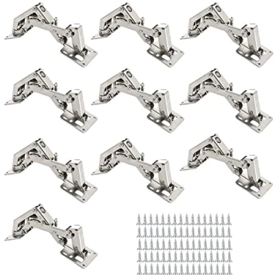Image de 10 paires de charnières à 175 degrés, cachées, d&#039;armoire sans cadre, support réglable hydrauliquement, fermeture en douceur, couverture complète (charnière 170 degrés)