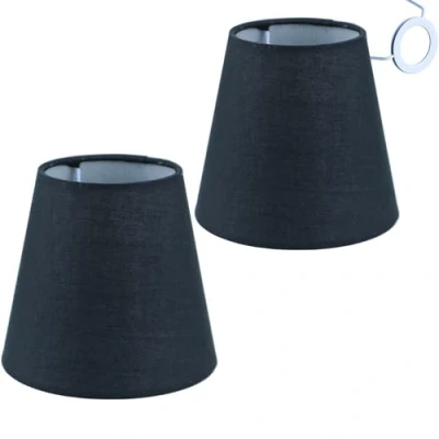 Image de Sinta 5.5&quot;(14cm) Abat Jour en Tissu de Remplacement moderne E14/E27 Petite Lampe Suspendue pour Bougie Lustre Cristal Applique Murale Table,(2 Pack) Noir
