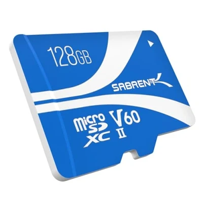 Image de SABRENT Rocket V60 Carte mémoire microSDXC 128 Go, spécifications V60, vidéo 8K, A1, Compatible UHS II (SD MT60 Go)