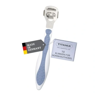 Image de TITANIA® Râpe pieds pédicure professionnelle avec 10 lames Rape pour les en acier inoxydable Coupe callosités &amp; corne Soin anti Fabriquée Allemagne, bleu
