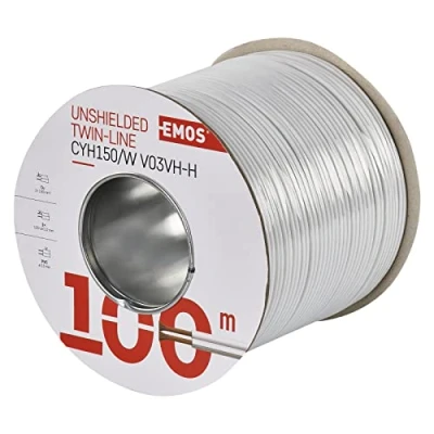 Image de EMOS S8291 Lot de 100 câbles bidirectionnels non blindés 2 x 1,5 mm Blanc