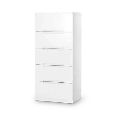 Image de Julian Bowen Commode étroite à 5 tiroirs Manhattan, blanc