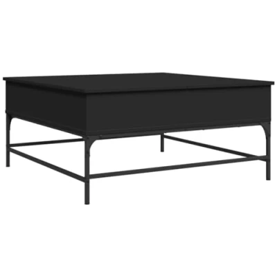 Image de vidaXL Table Basse, d&#039;Appoint avec Pieds Réglables, Bout de Canapé Compartiments, Moderne, Noir Bois d&#039;Ingénierie