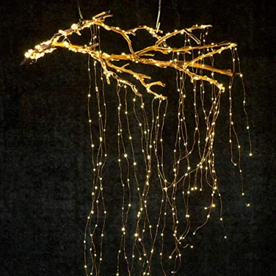 Image de Guirlande Lumineuse à LED, Queta de Vigne d&#039;Arbre avec Télécommande Extérieur Lumières Chaine Légère Fées Noël Alimenté par Batterie (Fil cuivre blanc chaud)