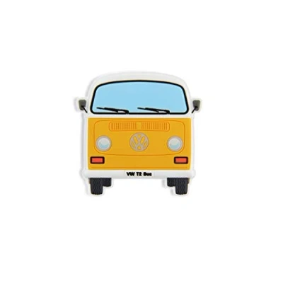 Image de BRISA VW Collection Aimant Souple pour réfrigérateur, Bureau et Tableau d&#039;affichage dans Le Design Combi T2 (Devant du Combi/Orange)