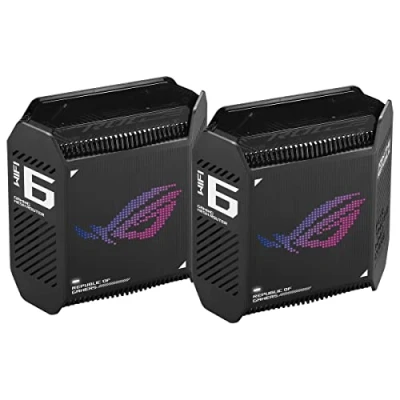 Image de ASUS GT6 Noir Pack de 2 Routeur Gaming Wi FI 6 tri Bande AX10000 530m2, WiFi 10Gbps, Port WAN 2.5G, VPN Fusion, accélération des Jeux à Triple Niveau, AiProtection Pro et Instant Guard