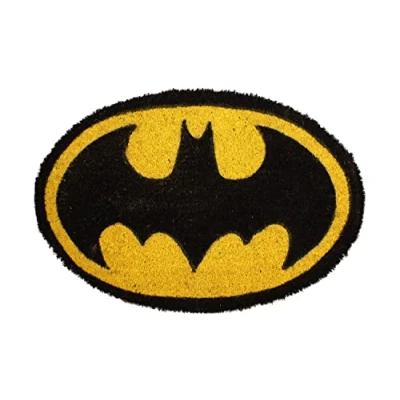 Image de UNIVERSO DC SD Toys Paillasson d&#039;entrée Ovale Batman en Fibre de Coco et Vinyle antidérapant Jaune Noir 60 x 40 cm