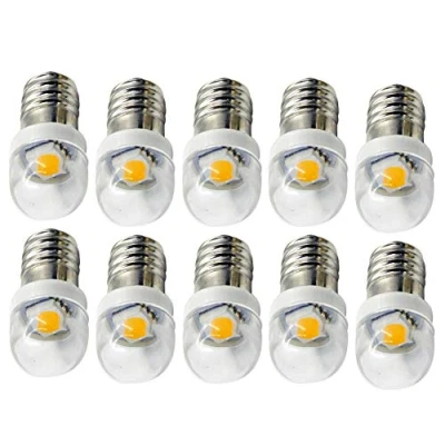 Image de Ruiandsion 10 pièces 6V 0.6W E10 ampoule LED 5050 1SMD blanc 6000K de remplacement mise à niveau pour phares lampes poche torche lumières