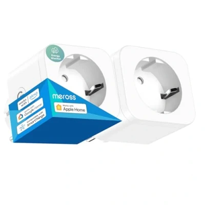 Image de Meross Prise Connectée (Type F), 16A WiFi Compatible avec Apple HomeKit, Alexa et Google Home, Lot de 2 Prises Mesure Consommation Électrique, Commande Vocale Contrôle à Distance