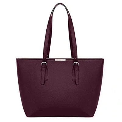 Image de David Jones Sac à Main Shopping Femme Grand Format Cours Lycée Fille Cabas Fourre Tout Porté Epaule Cuir PU Anse Longue Shopper Grande Capacité A4 Etudiante Travail Rouge Bordeaux