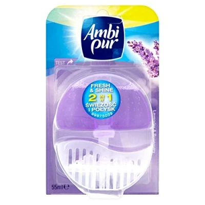 Image de Ambi Pur Lot de 12 désodorisants pour WC (support + recharge 55 ml) Lavande et romarin